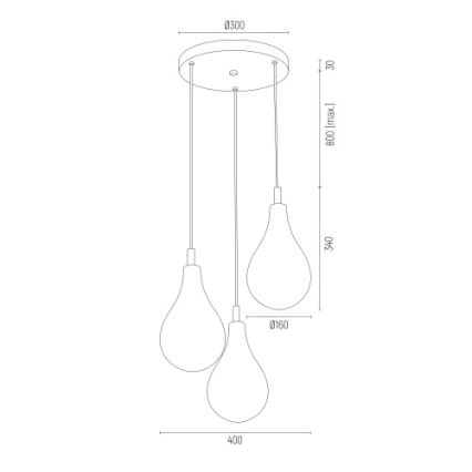 Argon 6105 - Takkkrona på ett snöre  OAKLAND 3xG9/6W/230V svart 