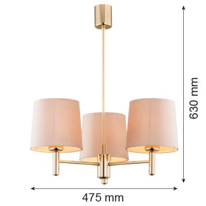 Argon 6109 - Upphängningsbar takkrona  PONTE 3xE27/15W/230V beige 