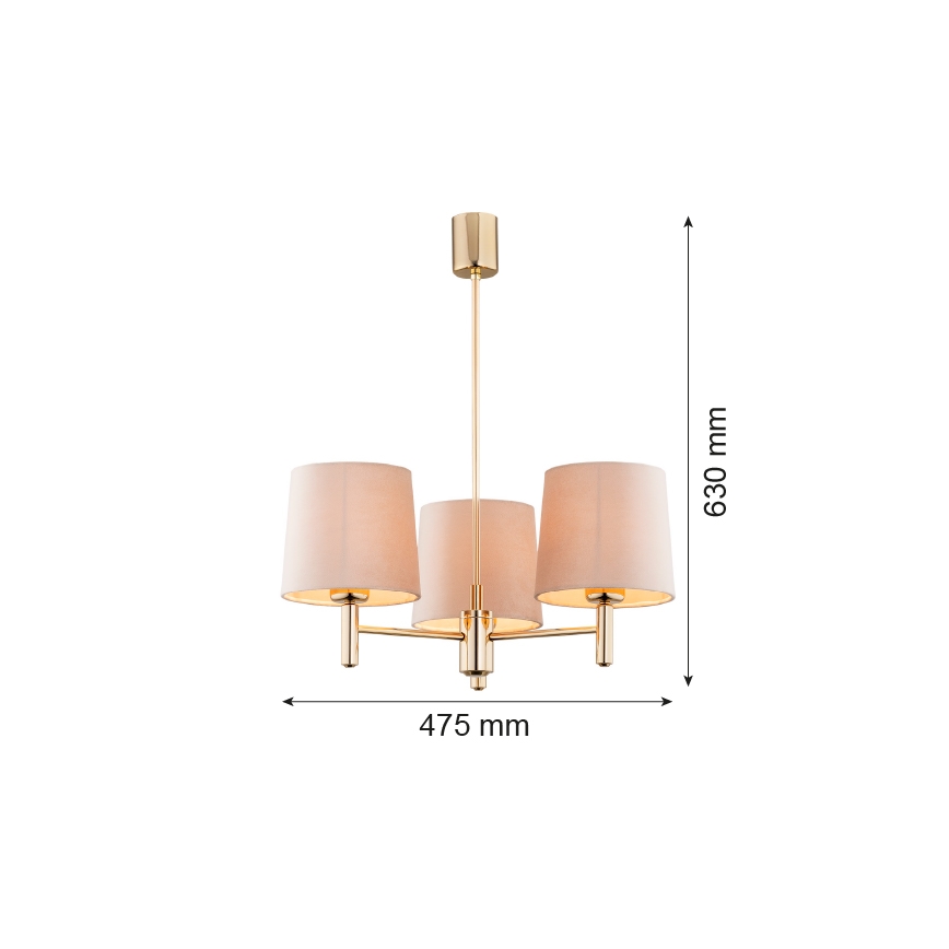 Argon 6109 - Upphängningsbar takkrona  PONTE 3xE27/15W/230V beige 