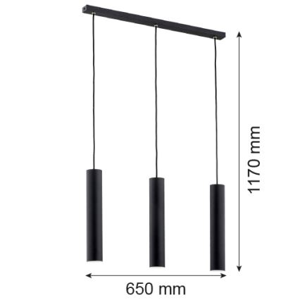 Argon 6112 - Takkkrona på ett snöre  GOMERA 3xGU10/5W/230V svart