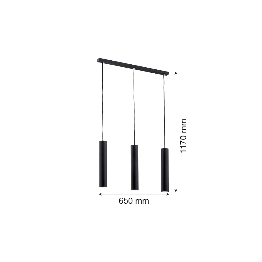 Argon 6112 - Takkkrona på ett snöre  GOMERA 3xGU10/5W/230V svart