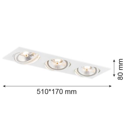 Argon 6115 - Infälld taklampa OLIMP 3xGU10-AR111/12W/230V vit