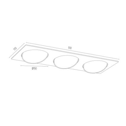 Argon 6116 BZ - Infälld lampa  OLIMP 3xGU10-AR111/12W/230V svart