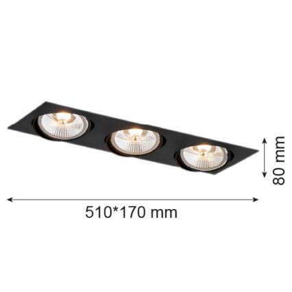 Argon 6116 - Infälld lampa  OLIMP 3xGU10-AR111/12W/230V svart