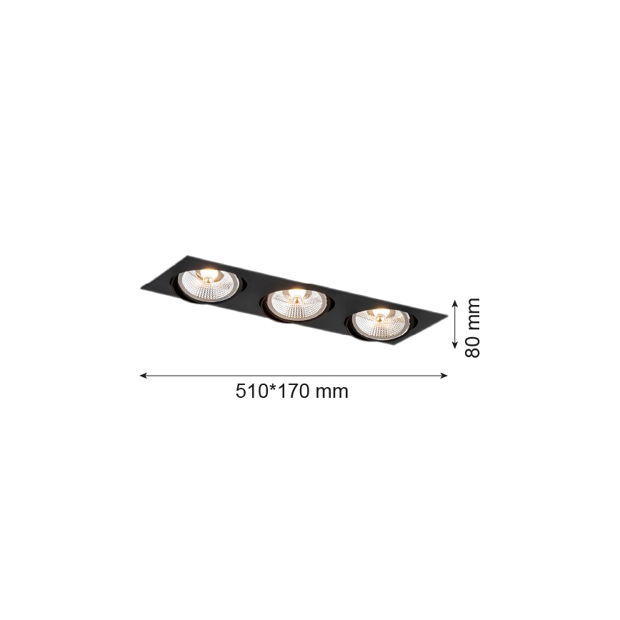 Argon 6116 - Infälld lampa  OLIMP 3xGU10-AR111/12W/230V svart