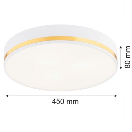Argon 6138 - Taklampa AMORE 3xE27/15W/230V diameter 45 cm vit/gyllene