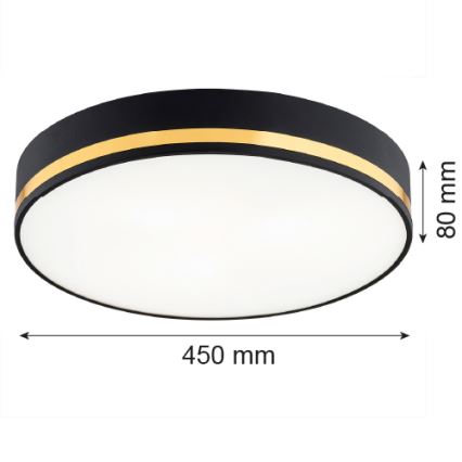 Argon 6141 - Taklampa AMORE 3xE27/15W/230V diameter 45 cm svart/gyllene