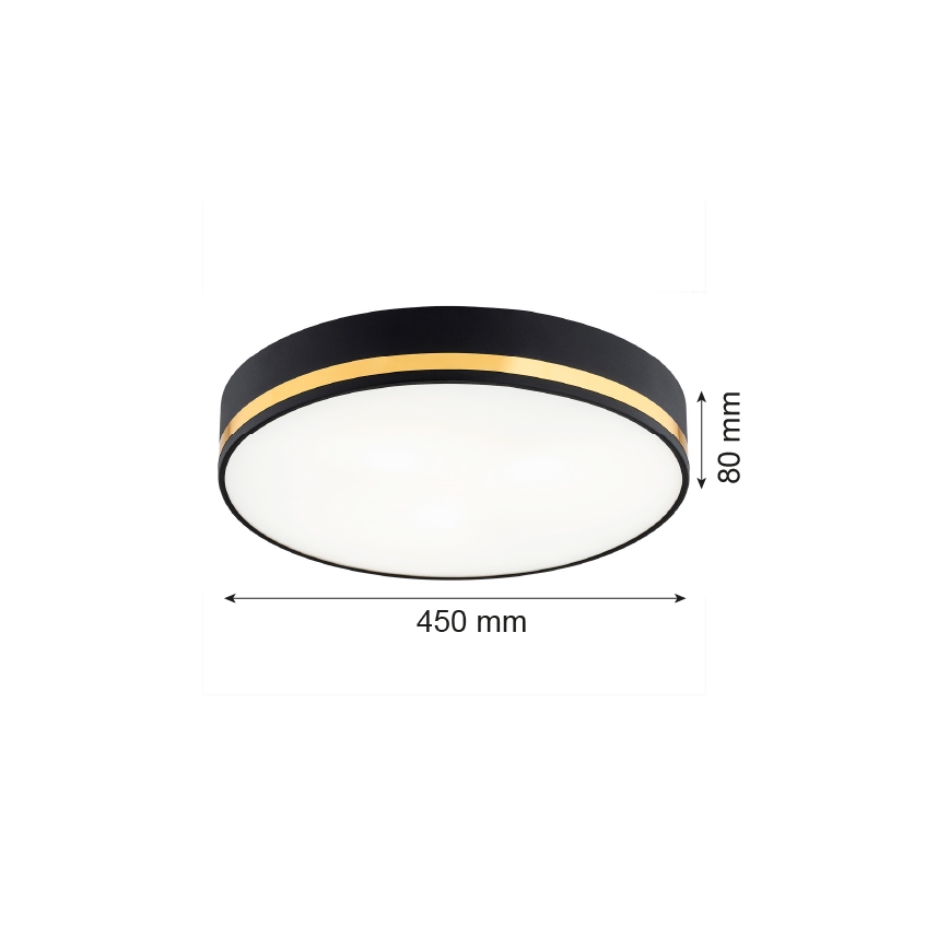 Argon 6141 - Taklampa AMORE 3xE27/15W/230V diameter 45 cm svart/gyllene