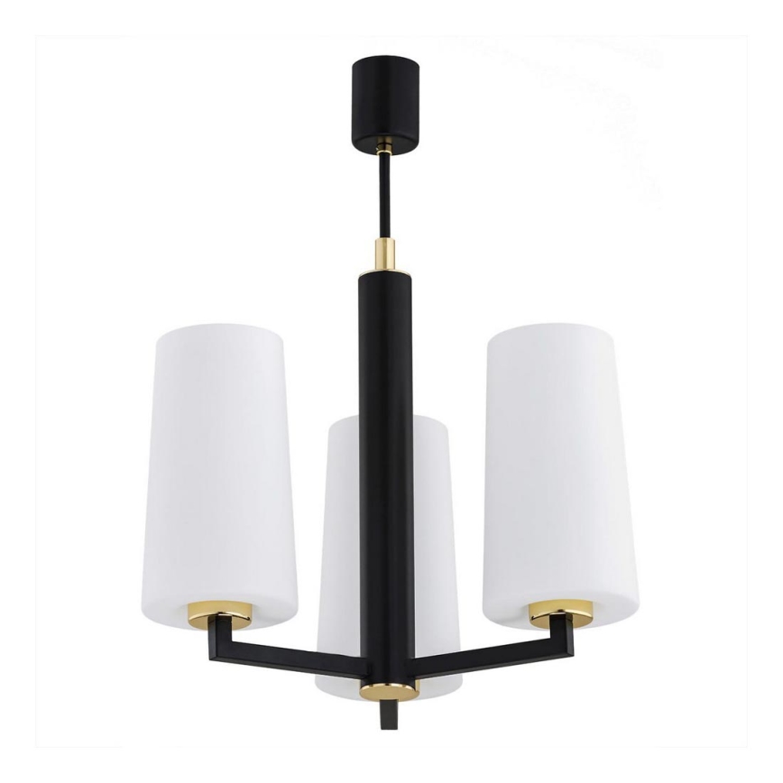 Argon 6143 - Pendelkrona CAMELOT PLUS 3xE27/15W/230V svart/vit/gyllene