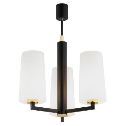 Argon 6143 - Pendelkrona CAMELOT PLUS 3xE27/15W/230V svart/vit/gyllene