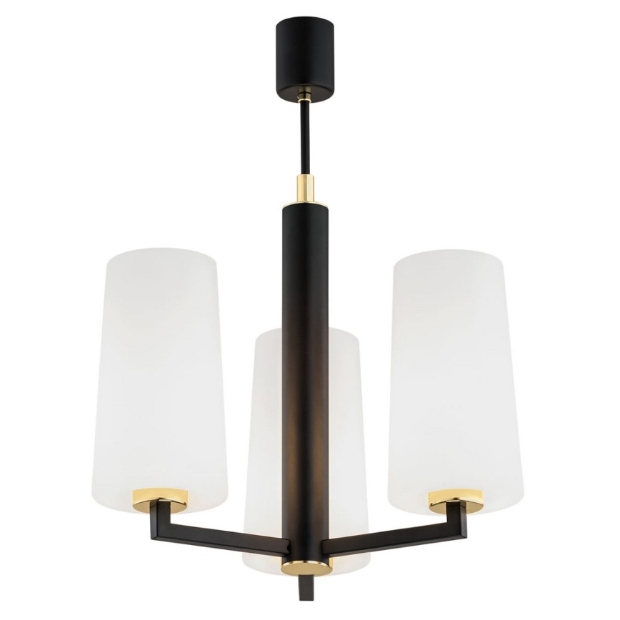 Argon 6143 - Pendelkrona CAMELOT PLUS 3xE27/15W/230V svart/vit/gyllene