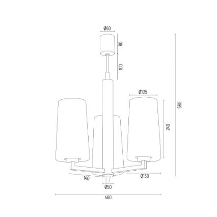 Argon 6143 - Pendelkrona CAMELOT PLUS 3xE27/15W/230V svart/vit/gyllene