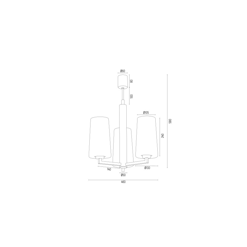 Argon 6143 - Pendelkrona CAMELOT PLUS 3xE27/15W/230V svart/vit/gyllene
