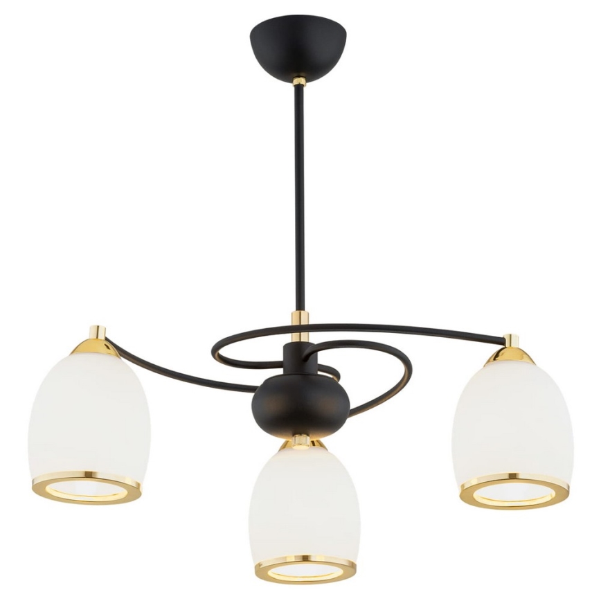 Argon 6144 - Pendelkrona AVILA PLUS 3xE27/15W/230V svart/gyllene/vit