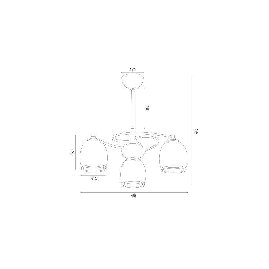 Argon 6144 - Pendelkrona AVILA PLUS 3xE27/15W/230V svart/gyllene/vit