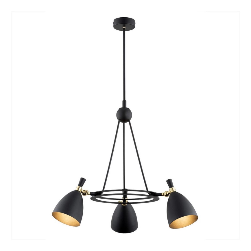 Argon 6149 - Pendelkrona CHARLOTTE 3xE27/15W/230V svart/gyllene