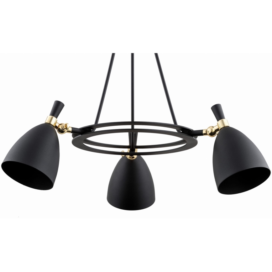 Argon 6149 - Pendelkrona CHARLOTTE 3xE27/15W/230V svart/gyllene