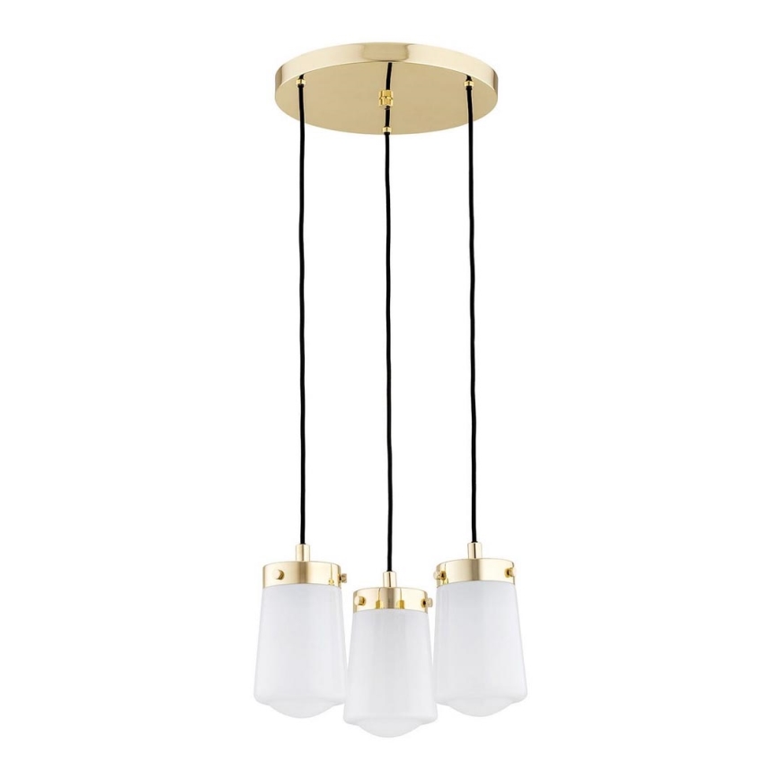Argon 6164 - Ljuskrona med upphängningsrem PASADENA 3xE27/15W/230V gyllene/vit
