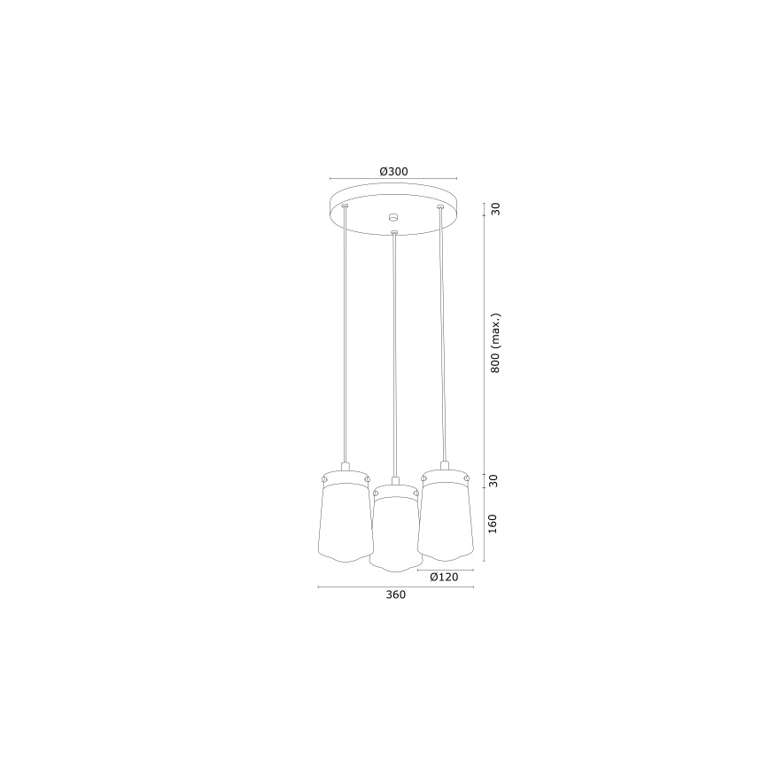 Argon 6164 - Ljuskrona med upphängningsrem PASADENA 3xE27/15W/230V gyllene/vit
