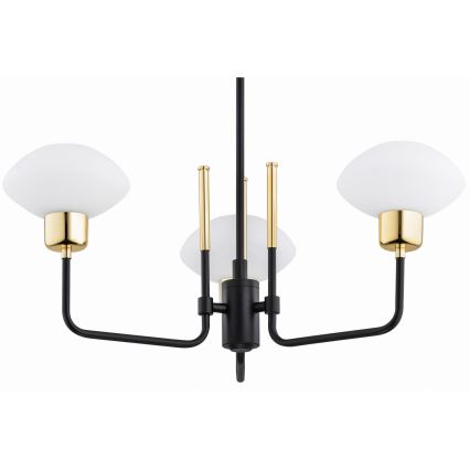Argon 6166 - Pendelkrona RAVELLO 3xE14/15W/230V svart/guld