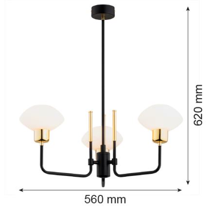 Argon 6166 - Pendelkrona RAVELLO 3xE14/15W/230V svart/guld
