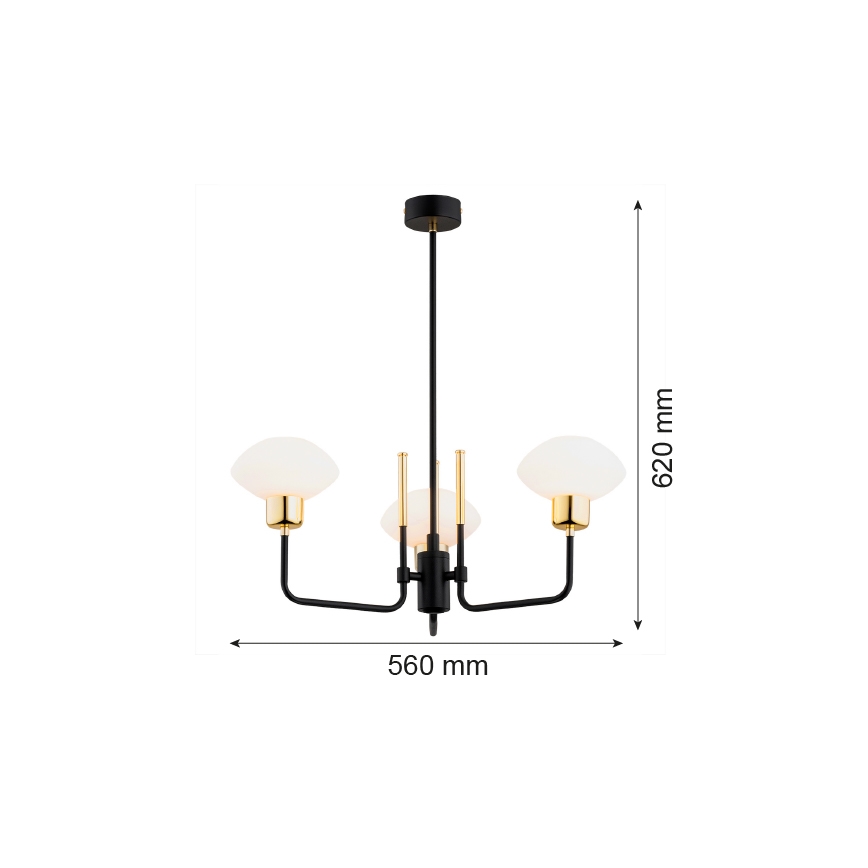 Argon 6166 - Pendelkrona RAVELLO 3xE14/15W/230V svart/guld