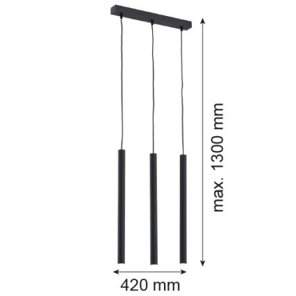Argon 6179 - Ljuskrona med upphängningsrem ETNA 3xG9/6W/230V svart