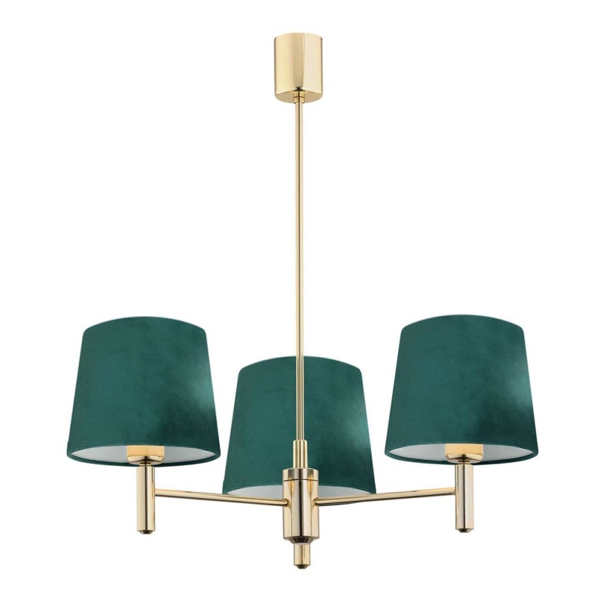 Argon 6192 - Pendelkrona PONTE 3xE27/15W/230V grön/mässing