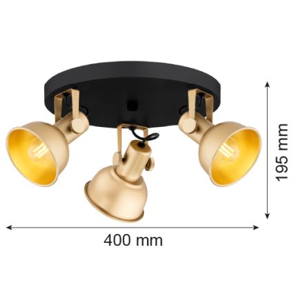 Argon 6243 - Spotlight LENORA 3xE14/7W/230V guld/svart