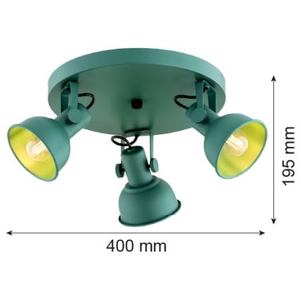 Argon 6265 - Spotlight LENORA 3xE14/7W/230V grön