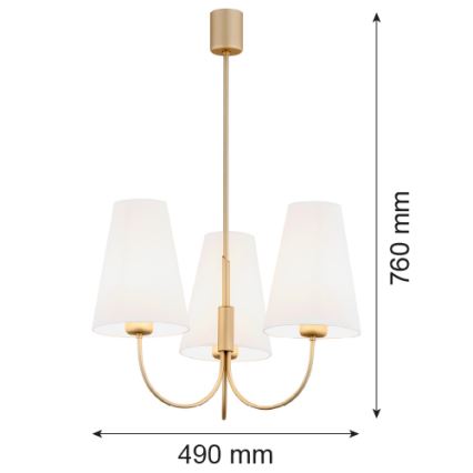 Argon 6267 - Pendelkrona SAFIANO 3xE27/15W/230V guld