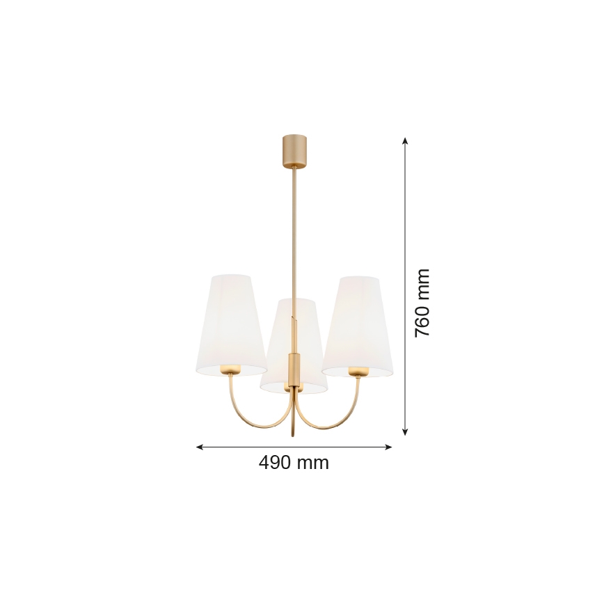 Argon 6267 - Pendelkrona SAFIANO 3xE27/15W/230V guld