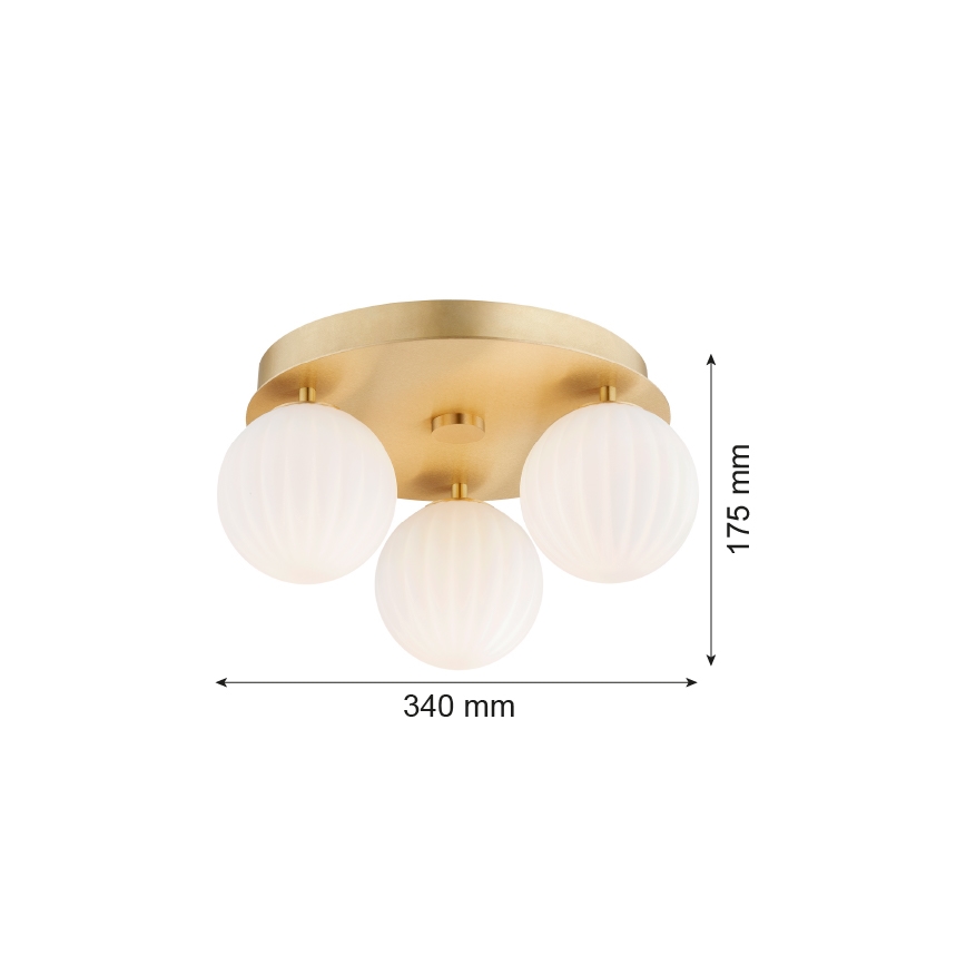 Argon 6305 - Taklampa PALOMA 3xE14/7W/230V guld/vit