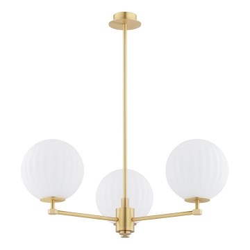 Argon 6307 - Pendelkrona PALOMA 3xE14/7W/230V guld/vit