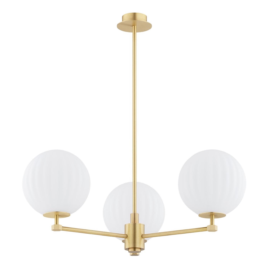 Argon 6307 - Pendelkrona PALOMA 3xE14/7W/230V guld/vit