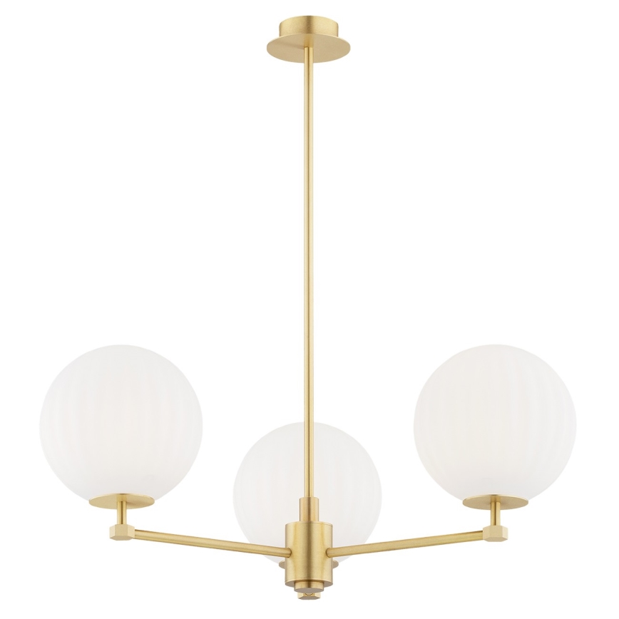 Argon 6307 - Pendelkrona PALOMA 3xE14/7W/230V guld/vit