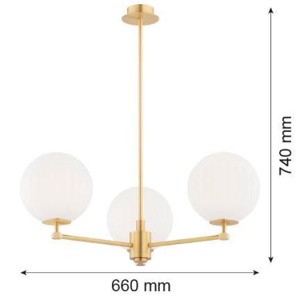 Argon 6307 - Pendelkrona PALOMA 3xE14/7W/230V guld/vit