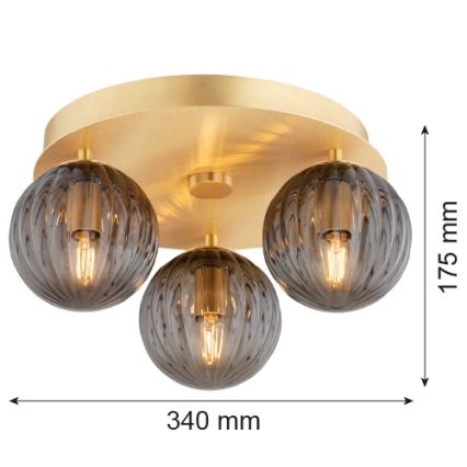Argon 6308 - Taklampa PALOMA 3xE14/7W/230V guld/svart