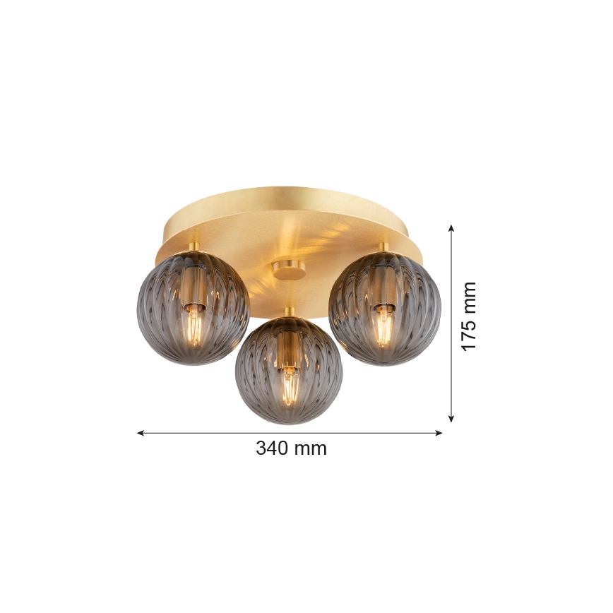 Argon 6308 - Taklampa PALOMA 3xE14/7W/230V guld/svart