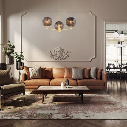 Argon 6310 - Pendelkrona PALOMA 3xE14/7W/230V guld/svart