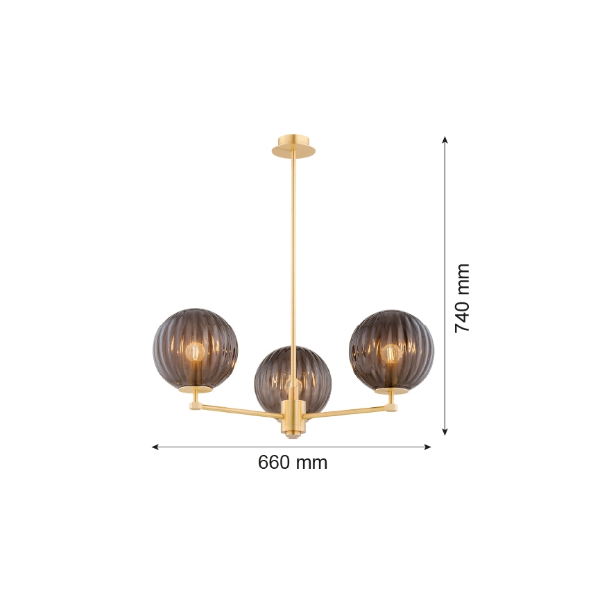 Argon 6310 - Pendelkrona PALOMA 3xE14/7W/230V guld/svart