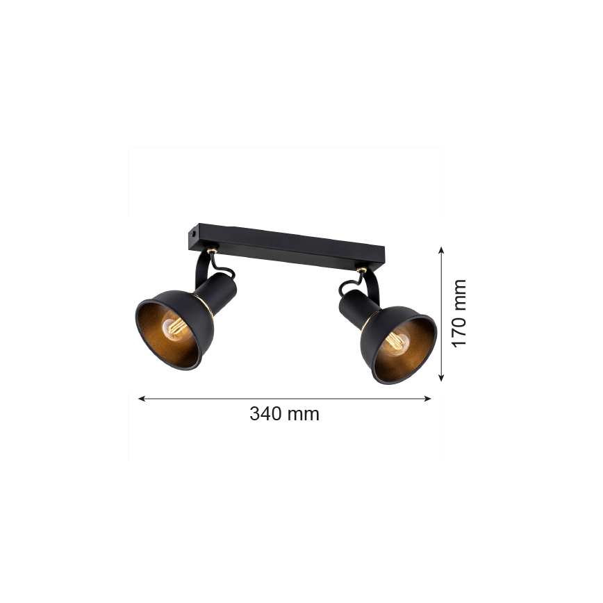 Argon 7037 - Spotlight TWIST 2xE14/7W/230V svart/gyllene