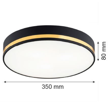 Argon 7041 - Taklampa AMORE 2xE27/15W/230V diameter 35 cm svart/gyllene