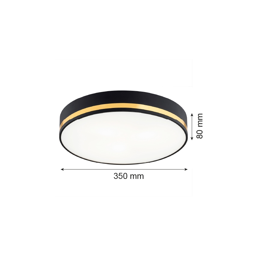 Argon 7041 - Taklampa AMORE 2xE27/15W/230V diameter 35 cm svart/gyllene