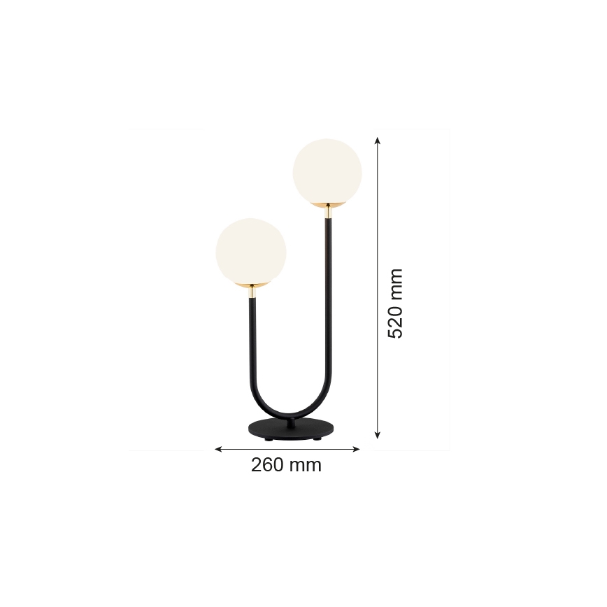 Argon 7072 - Bordslampa FERRONE 2xE14/7W/230V svart/vit/gyllene