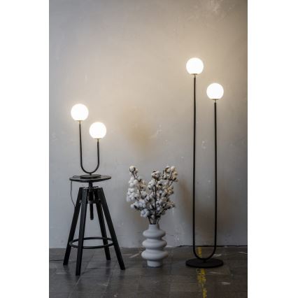 Argon 7073 - Golv lampa FERRONE 2xE14/7W/230V svart/vit/gyllene