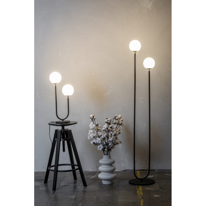 Argon 7073 - Golv lampa FERRONE 2xE14/7W/230V svart/vit/gyllene