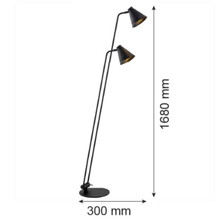 Argon 7077 - Golv lampa AVALONE 2xE27/15W/230V svart
