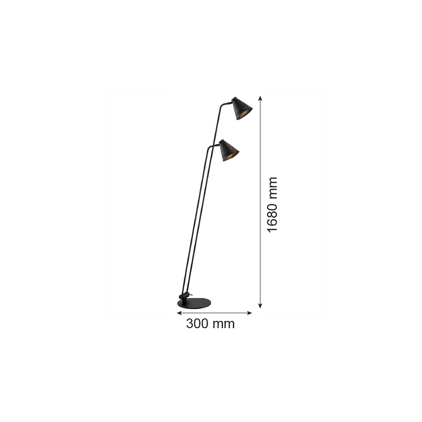 Argon 7077 - Golv lampa AVALONE 2xE27/15W/230V svart