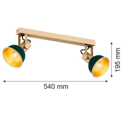 Argon 7143 - Spotlight LENORA 2xE14/7W/230V guld/grön